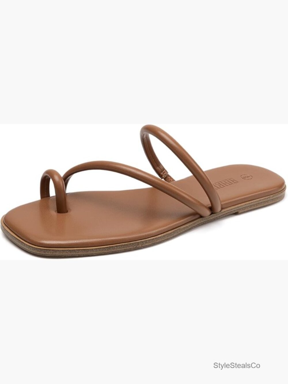 Square Toe Slide Sandals Comfortable Strappy Thong Flat